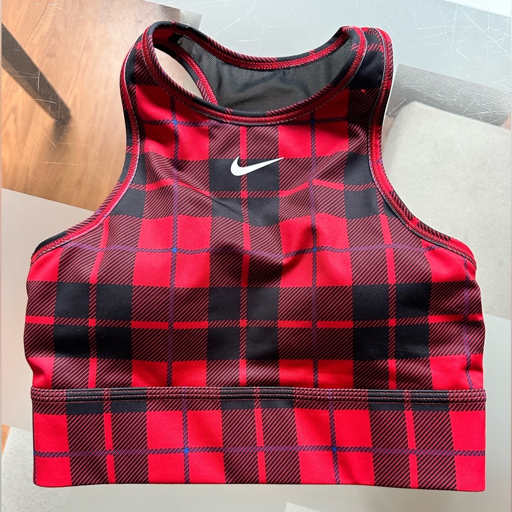 Nike Sports Bra Red Plaid size S